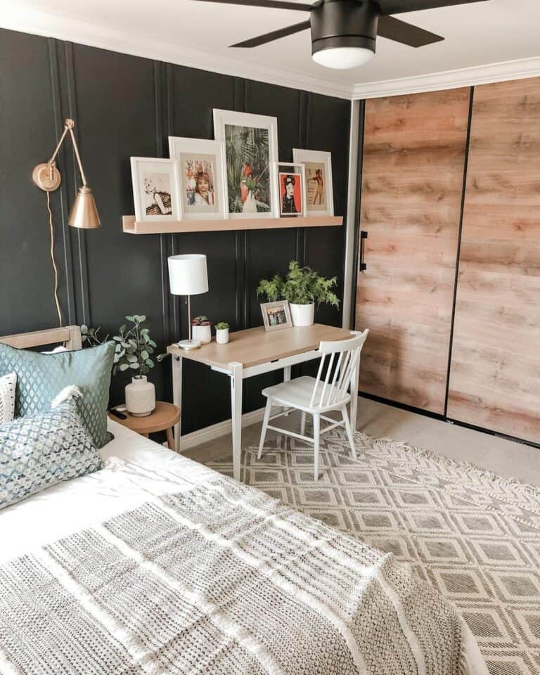 Black Walls With Neutral Bedding