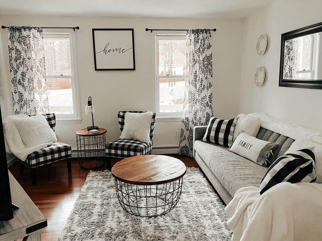 Black and White Plaid Farmhouse Living Room Decorations Soul & Lane