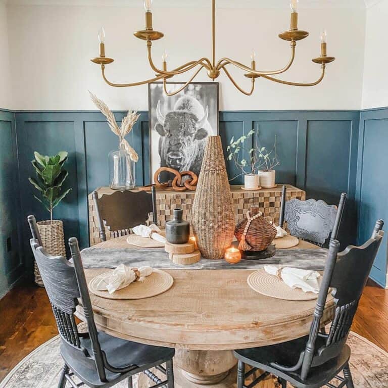 Blue and Brown Dining Room