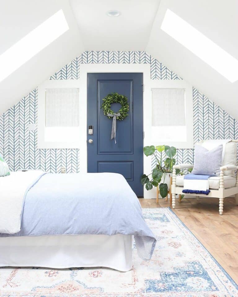 Blue and White Retreat With Chevron Wallpaper