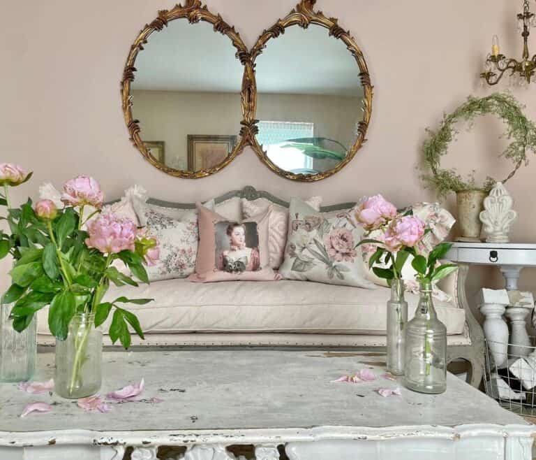 Blush Pink Living Room With Dainty Accessories