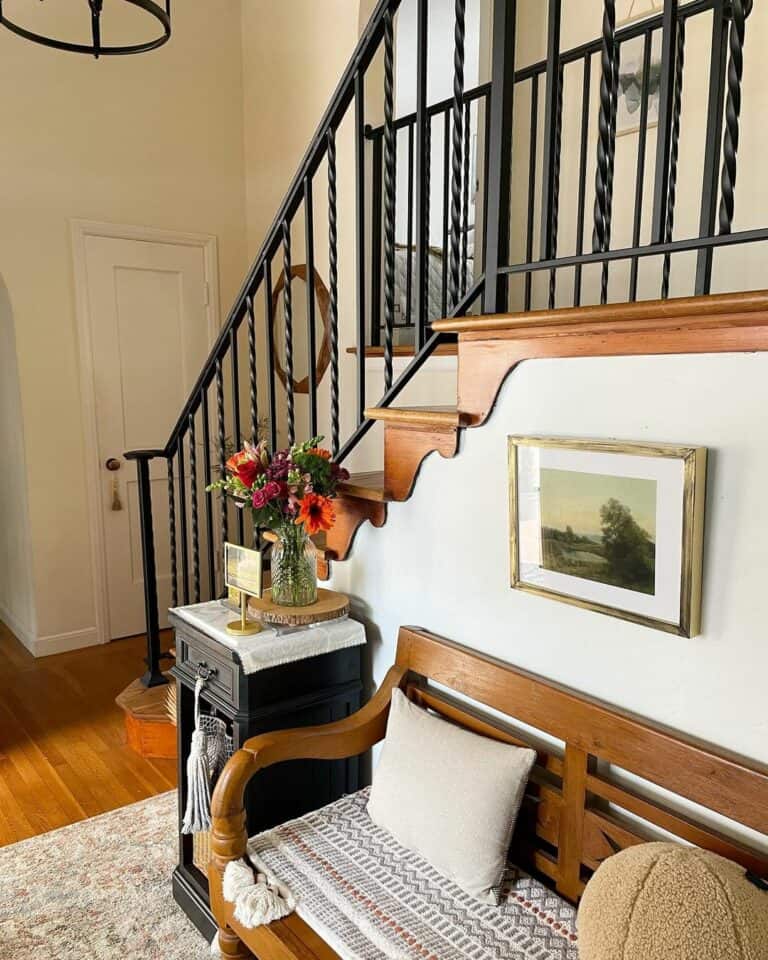 Boho-style Entryway With Wood Elements