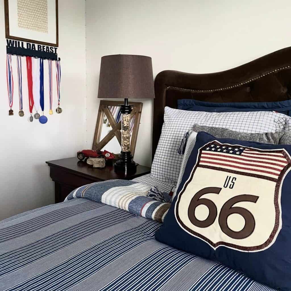 Boy's Bedroom With Striped Bedding