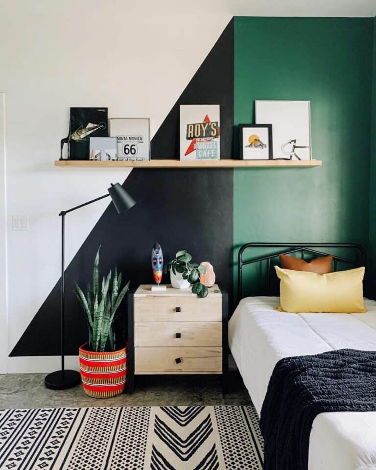 Boy's Room With Color Block Accent Wall