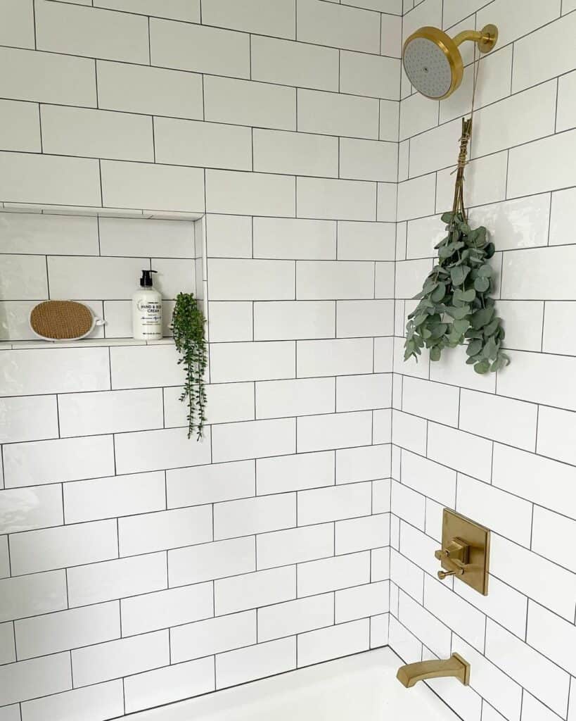 Brass Shower Hardware in a Soaking Tub Shower Combo