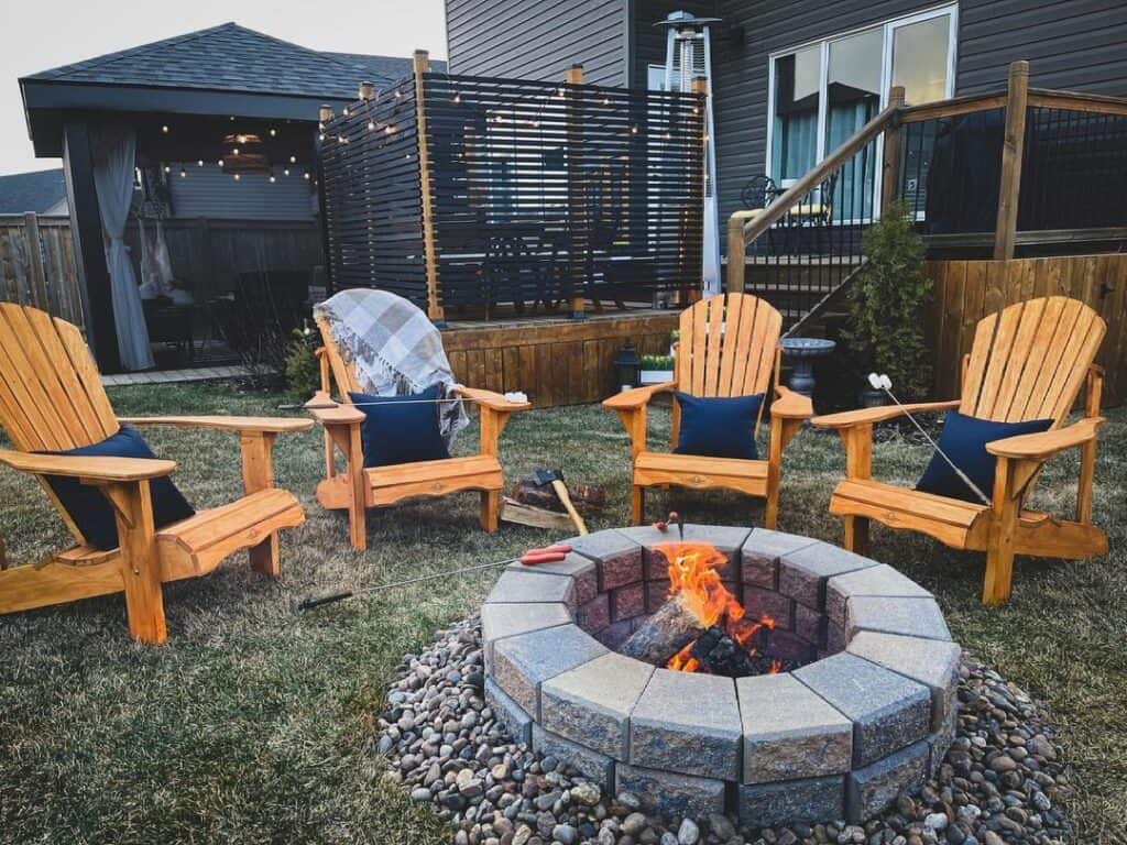 Brick Stone Firepit for a Backyard