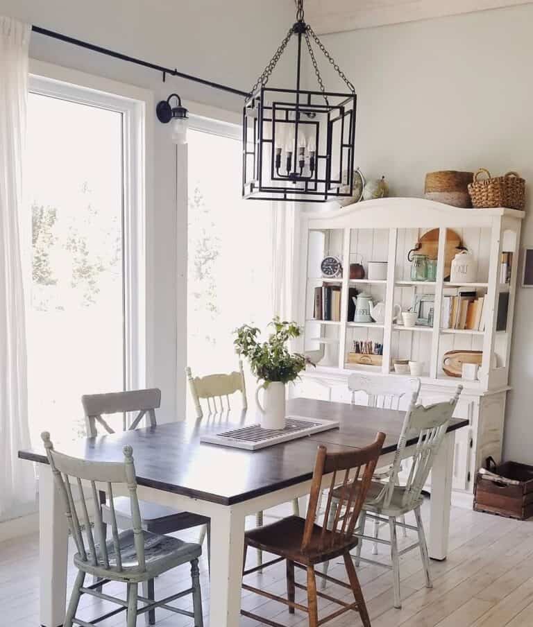 Bright Dining Room With Mismatched Chairs