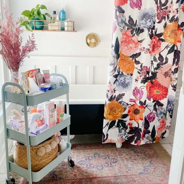 Bright Floral Shower Curtains for a Feminine Bathroom