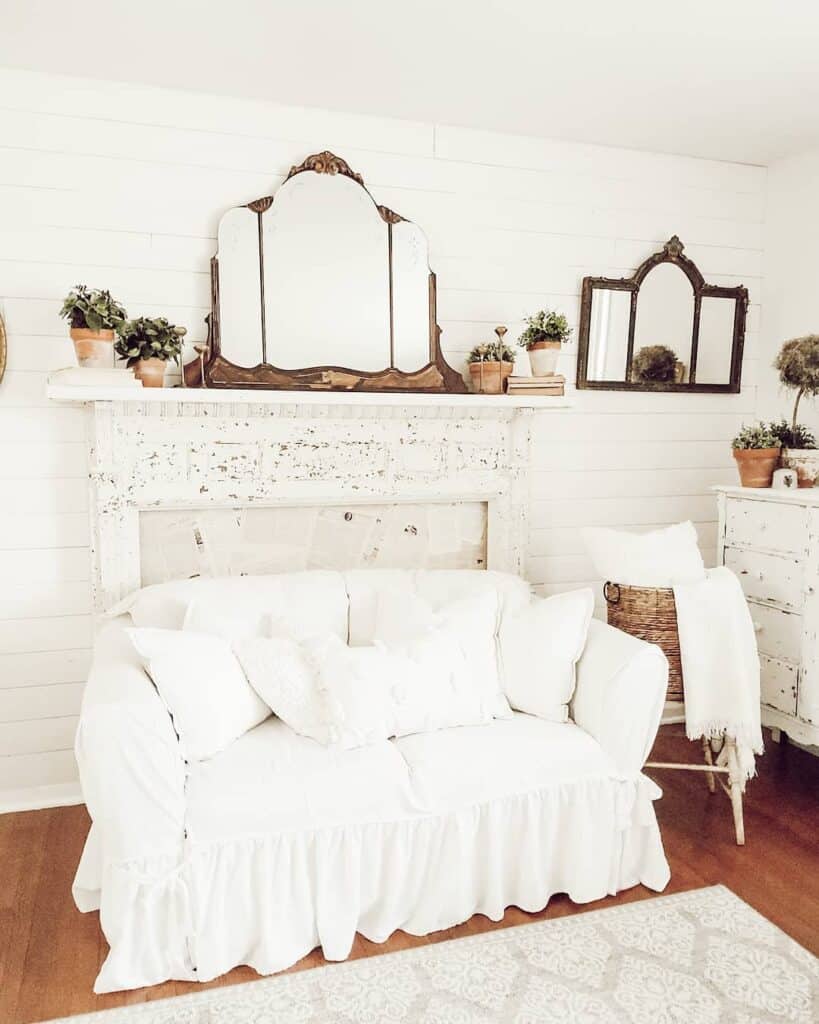 Bright White Farmhouse Living Room