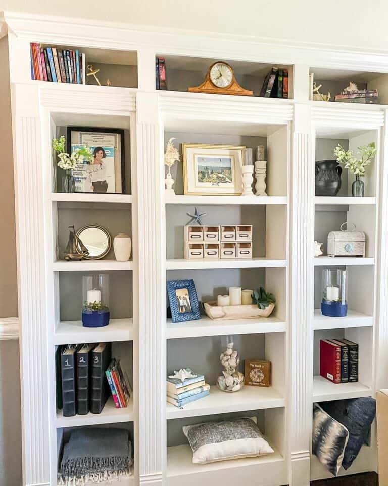Built-in Bookcase Décor for a Farmhouse