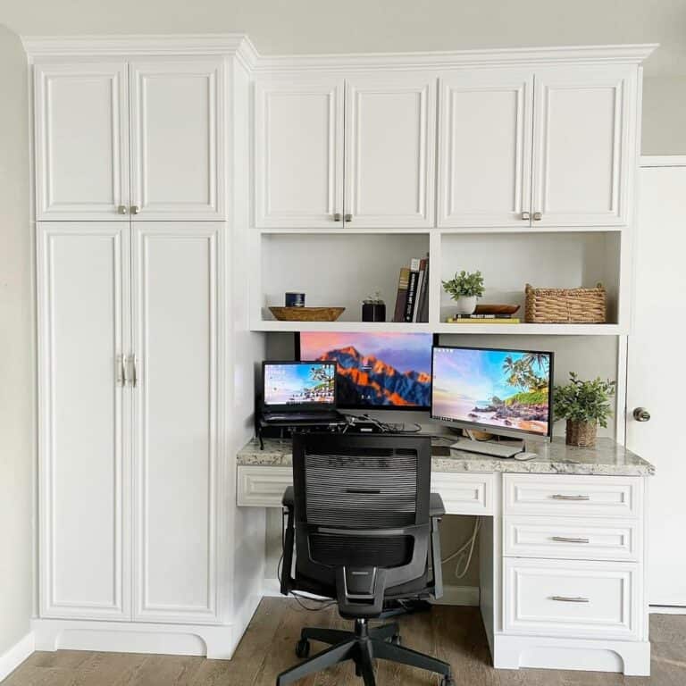 Built-in White Office Desk