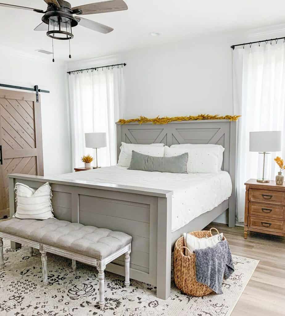 Centered Bed in a Fall Farmhouse Bedroom