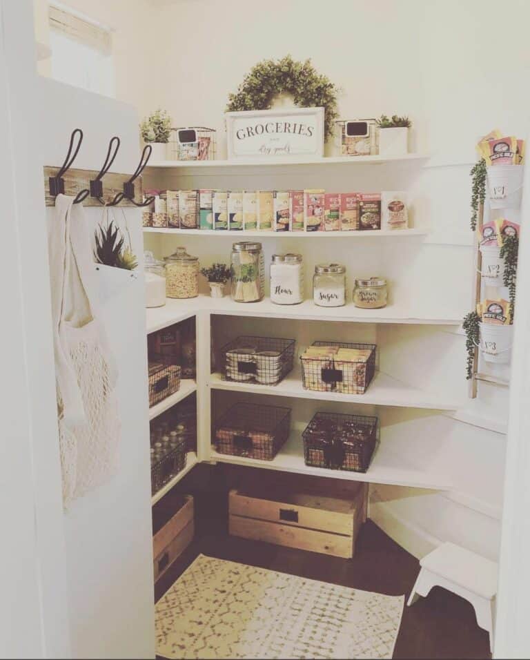 Charming Farmhouse Pantry With Wall Hooks