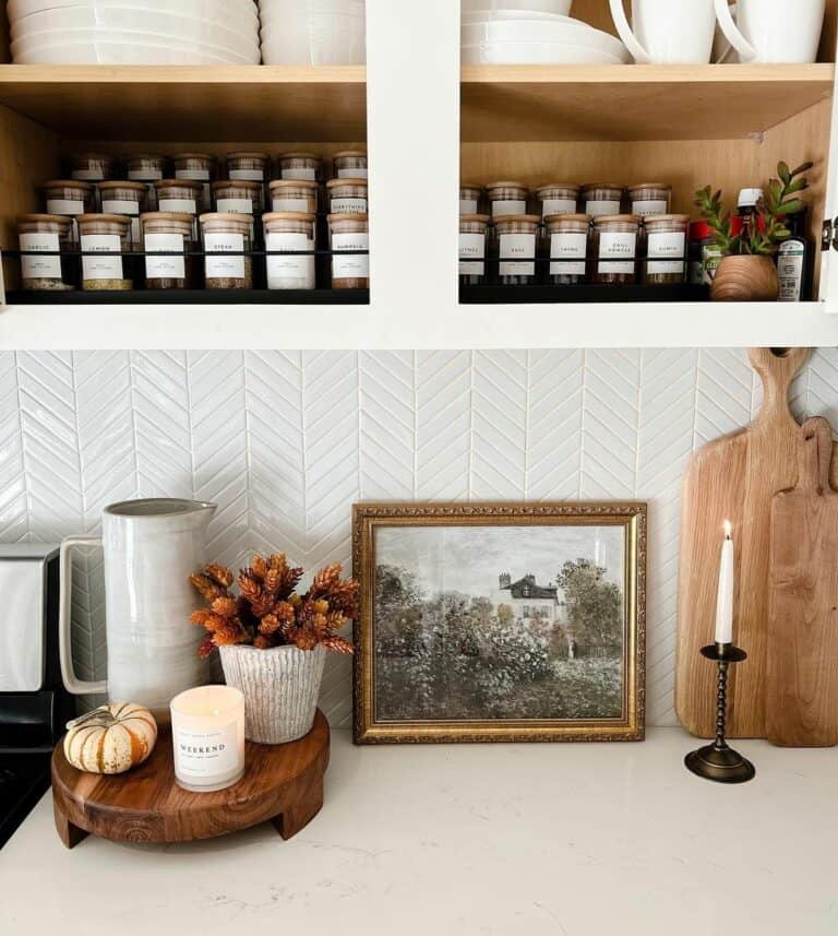 Chevron Backsplash With Vintage Décor