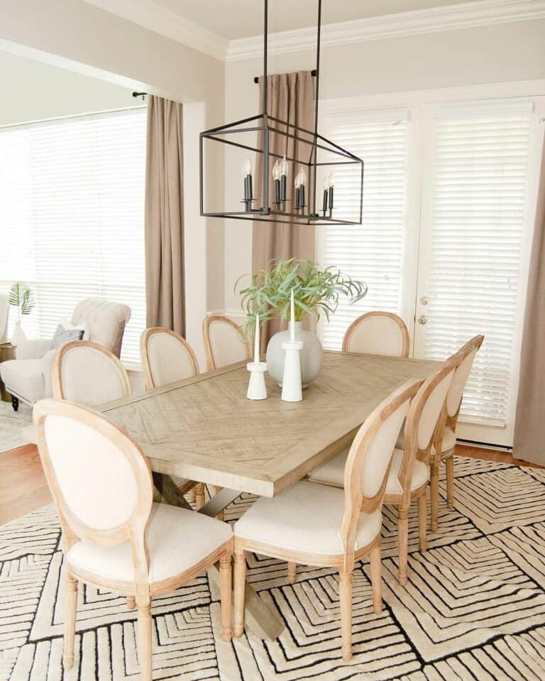 Chevron Patterned Rug Beneath Dining Table