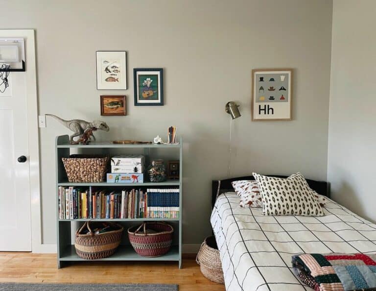 Child's Bedroom With Shelves for Storage