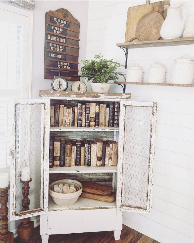 Chippy Cabinet With Chicken Wire Doors