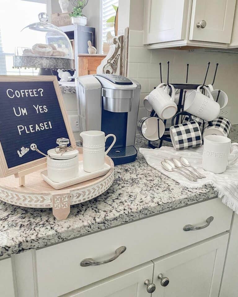Coffee Station Arranged on Kitchen Countertop