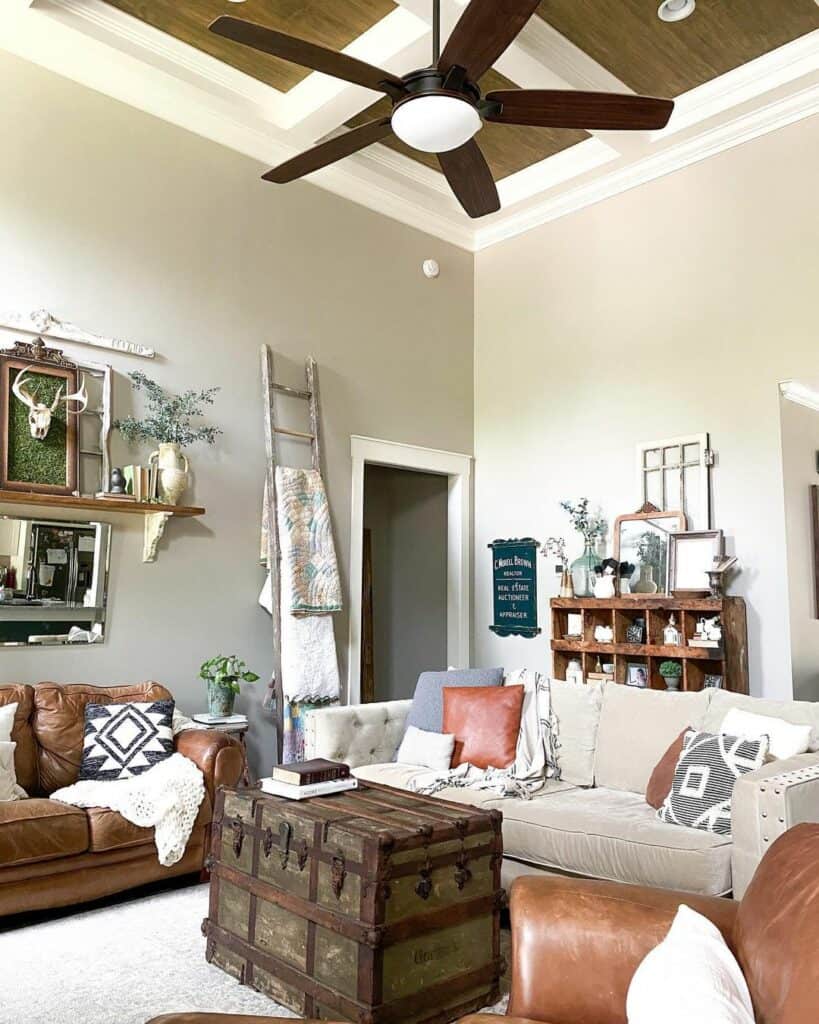 Coffered Farmhouse Living Room Ceilings