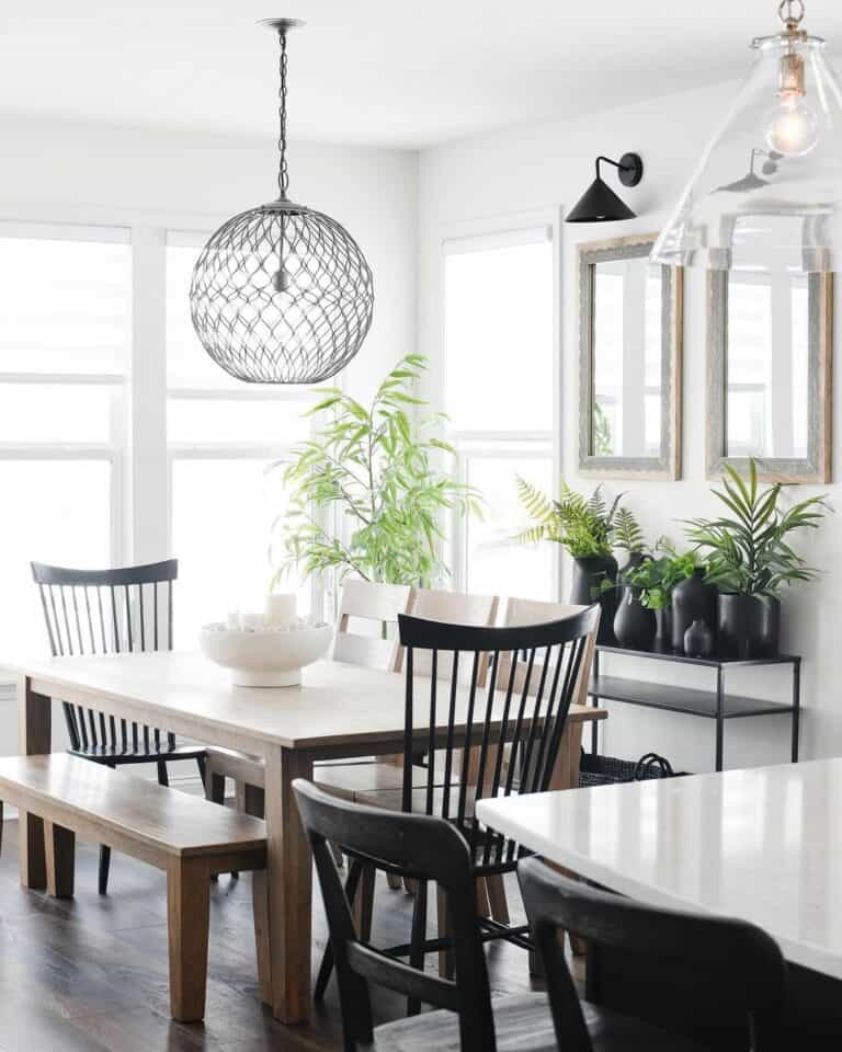 Console Table Showcases Black Vases