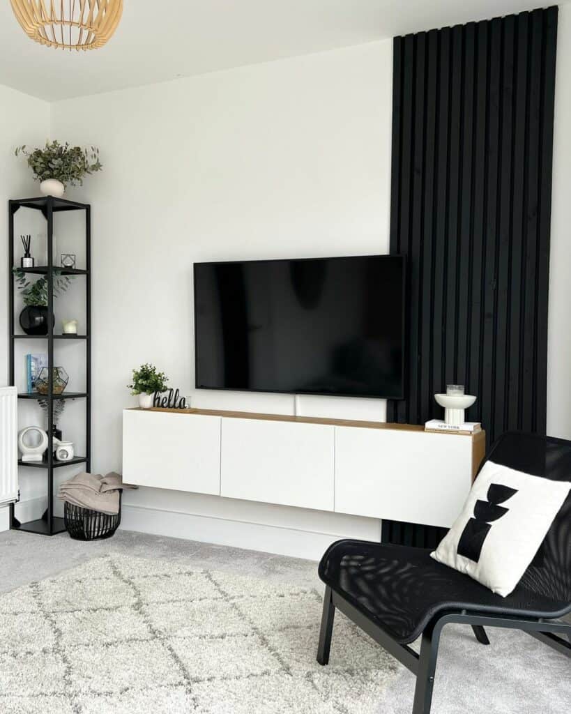 Contemporary White Floating Media Console