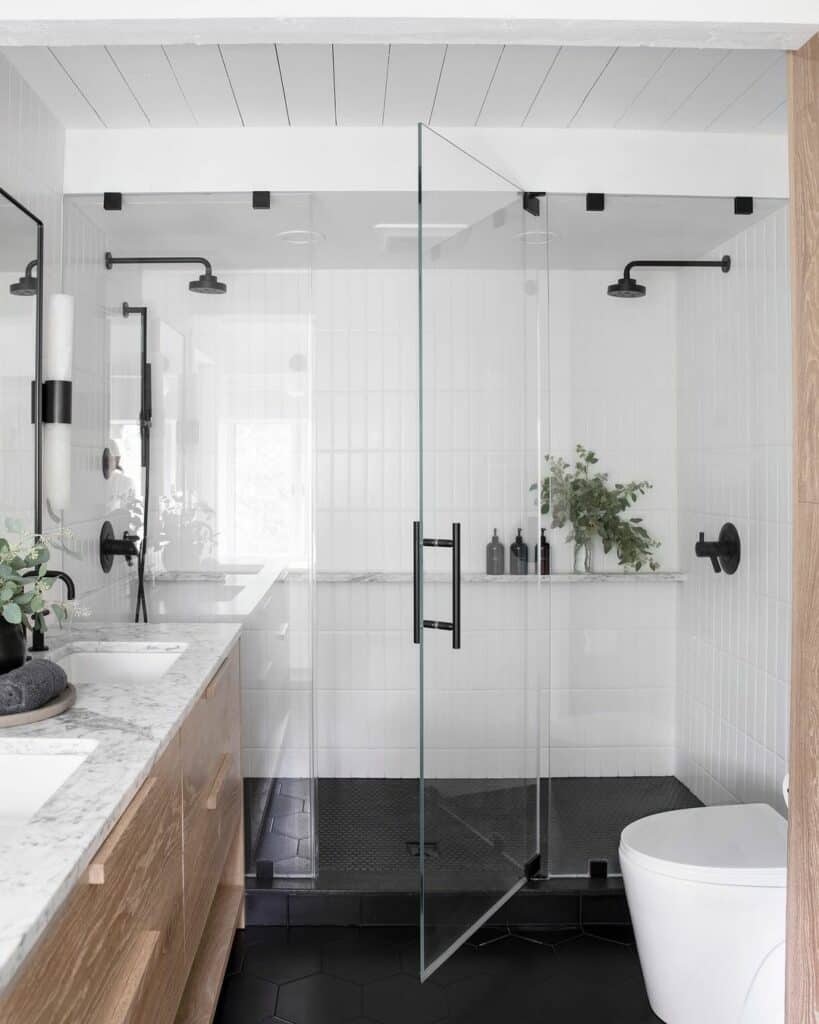 Contrasting Bathroom Shower Tile Ideas