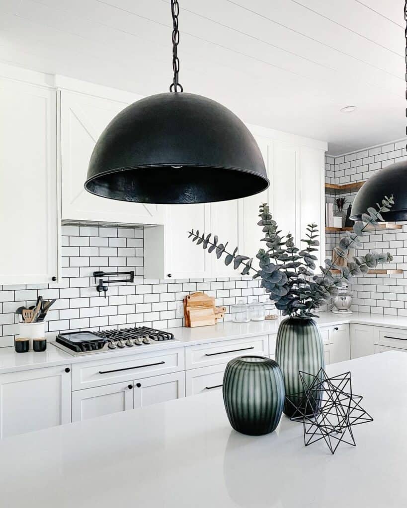 Contrasting Elements in a Subway Tile Kitchen