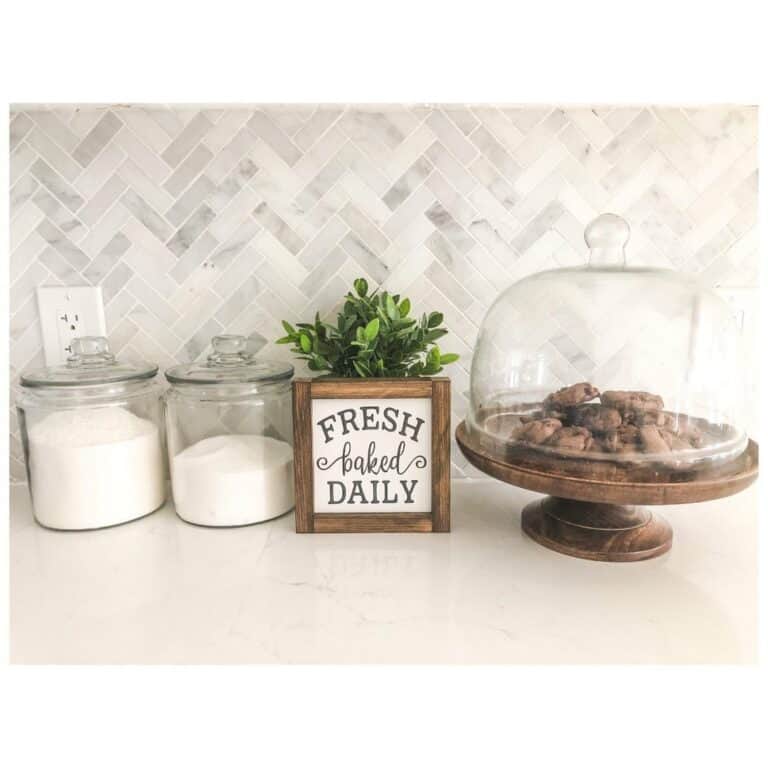 Cookie Station With Herringbone Marble Tile