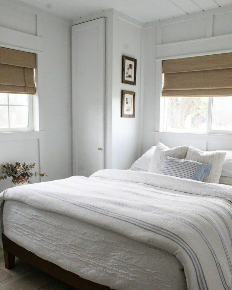 Corner Closet in Farmhouse Bedroom