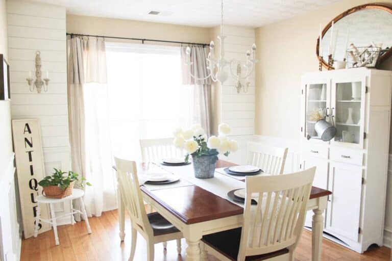 Cottage Rustic Decorations for a White Dining Room