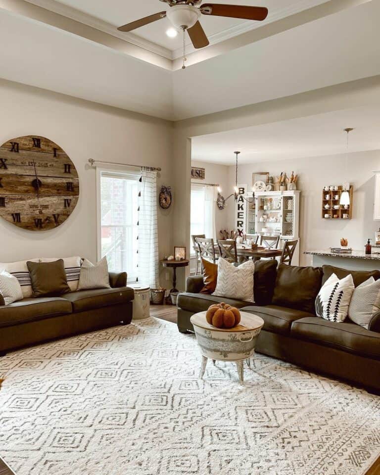 Cottage Style Living Room With Gray Couches