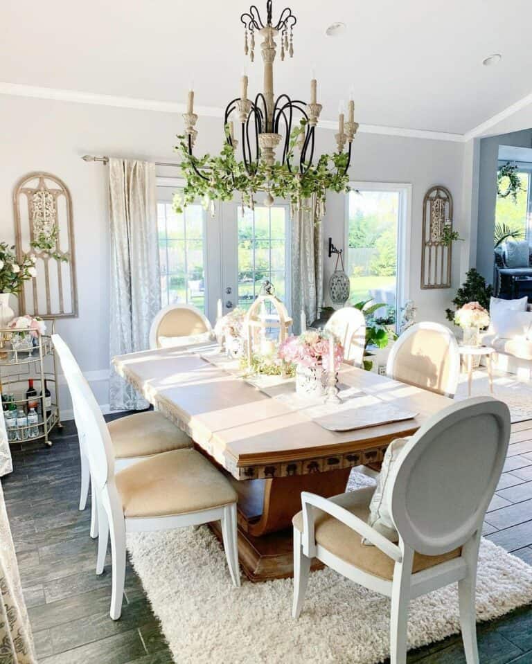 Country Dining Room With French Doors