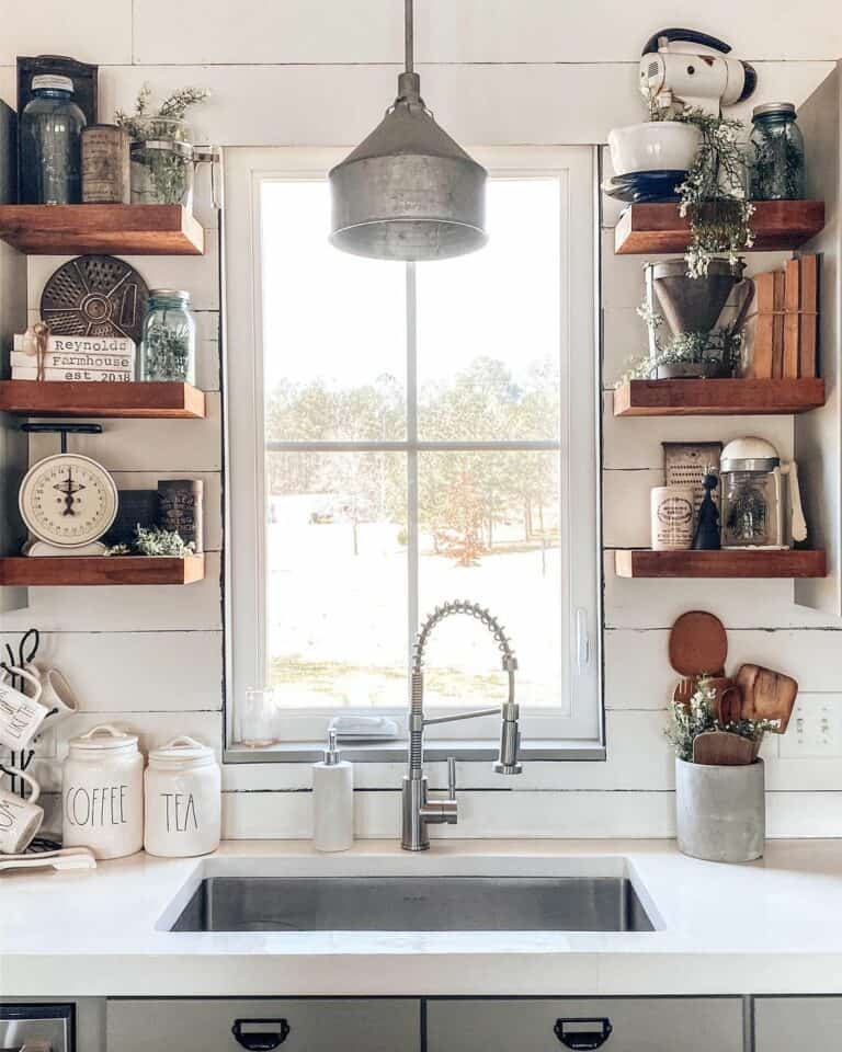 Country Kitchen Floating Shelves