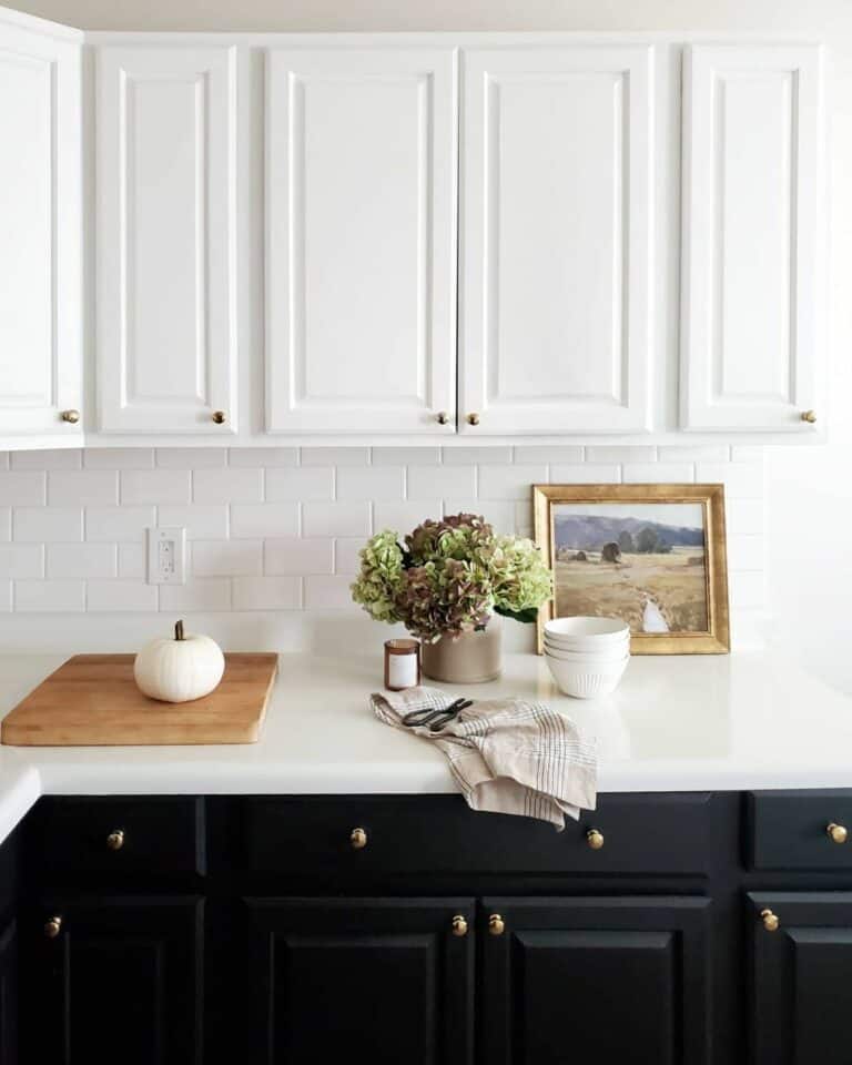 Cozy Cottage-style Kitchen With Royal Black and White Cabinets