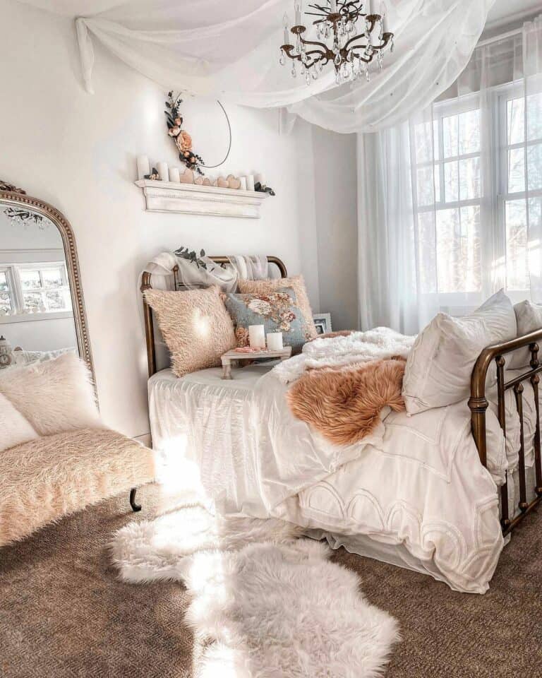 Cozy Country Bedroom With Faux Fur Accents