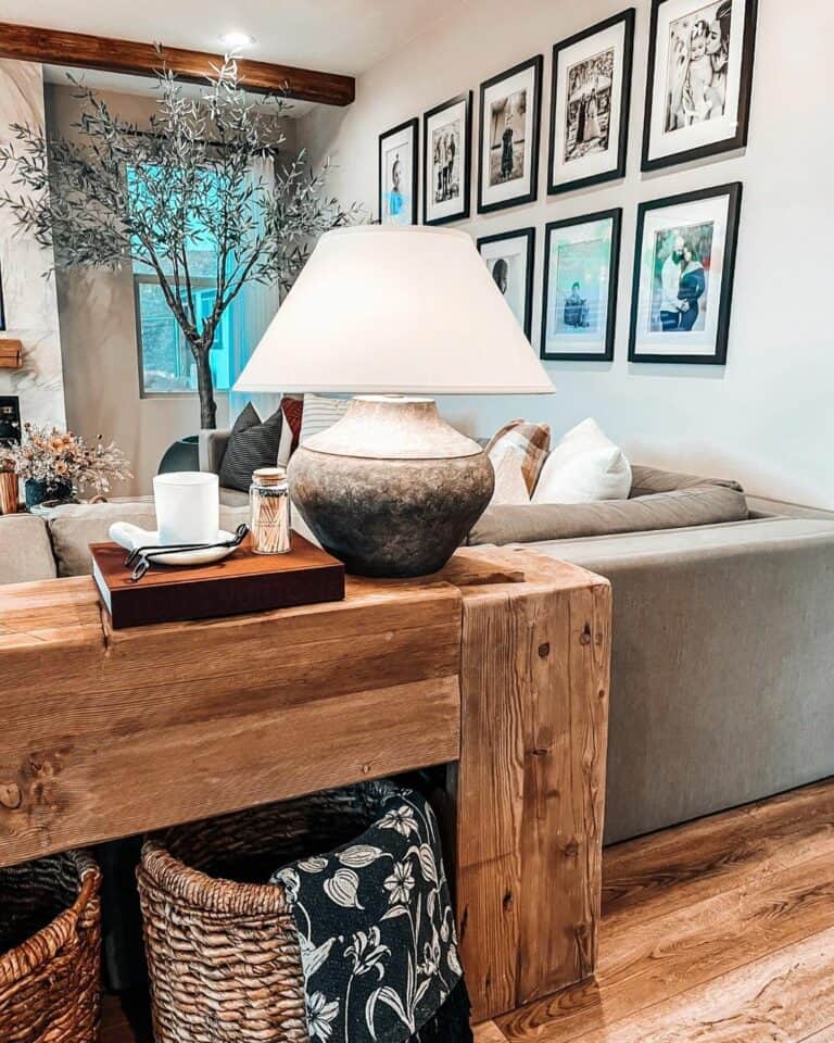 Cozy Modern Stone Lamp for a Rustic Living Room