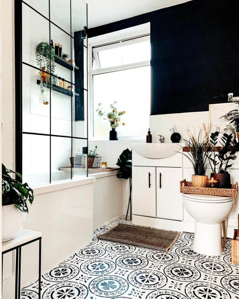 DIY Stenciled Floor Tiles