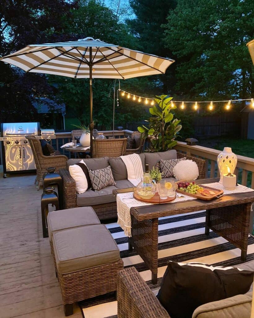 Deck Lighting Above Black and White Rug