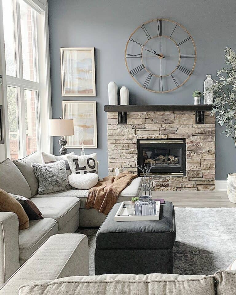 Decorating a Stacked Stone Fireplace