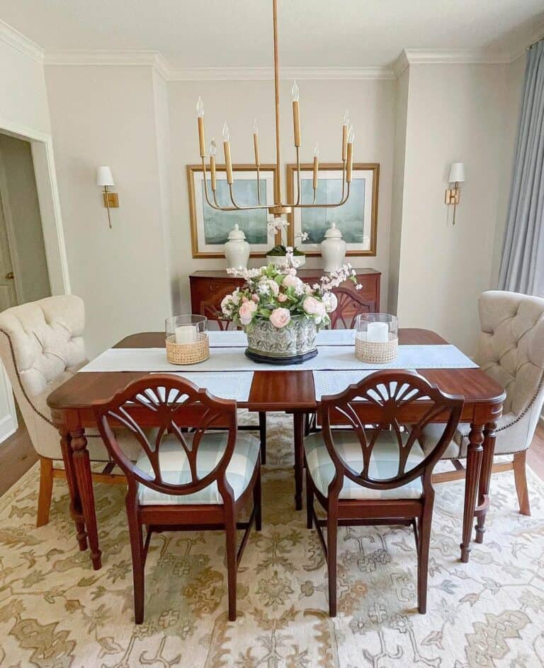 Dining Room With a Beautiful Polished Table