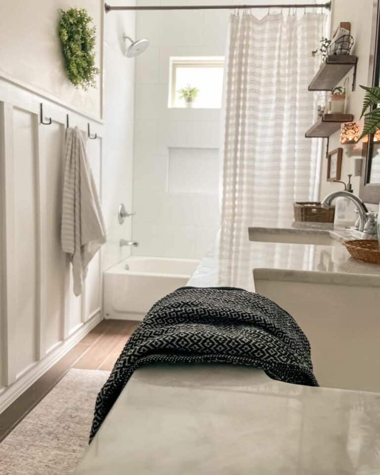 Double Sink Vanity in Small Bathroom
