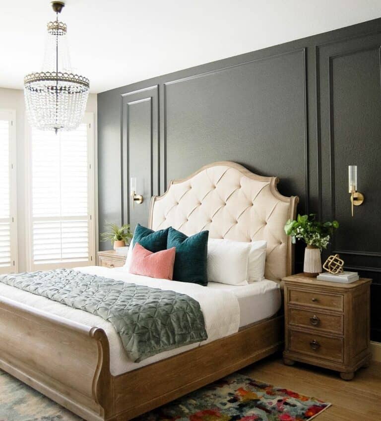 Elegant Bedroom With Dark Walls