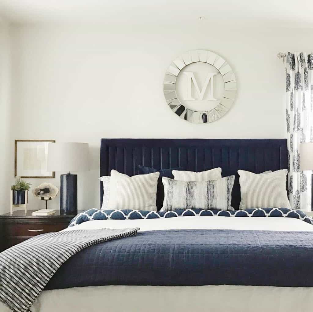 Elegant Blue and White Bedroom Retreat