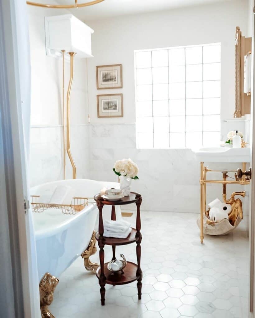 Elegant Gold and White Bathroom
