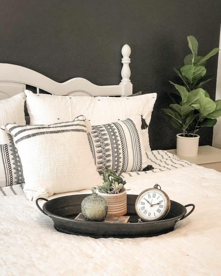 Embroidered Bedding for Bedrooms With Black Walls