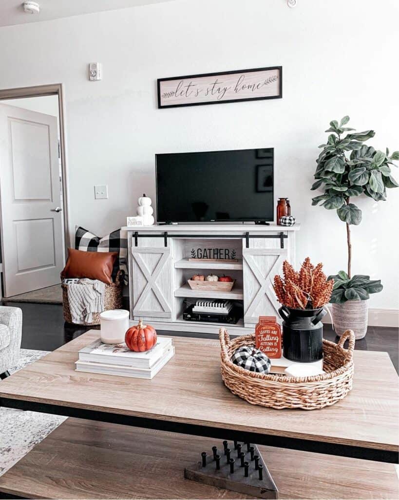 Fall Entertainment Center Décor