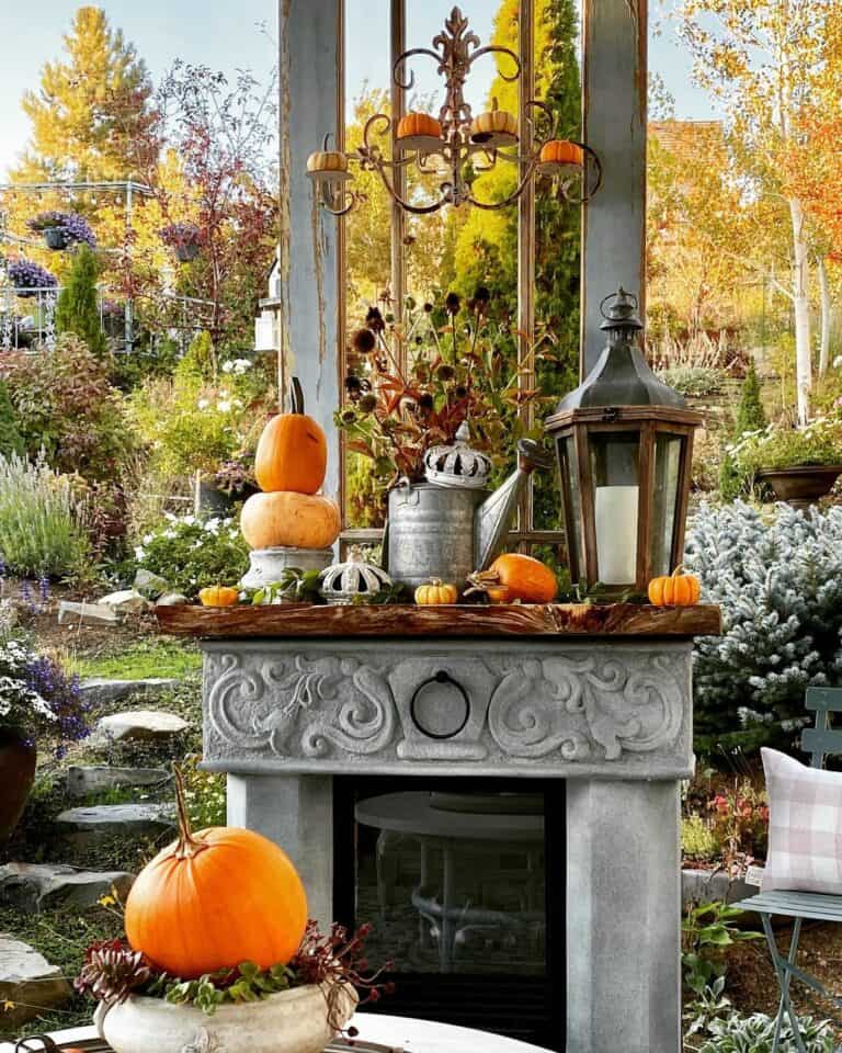 Fall-themed Outdoor Fireplace
