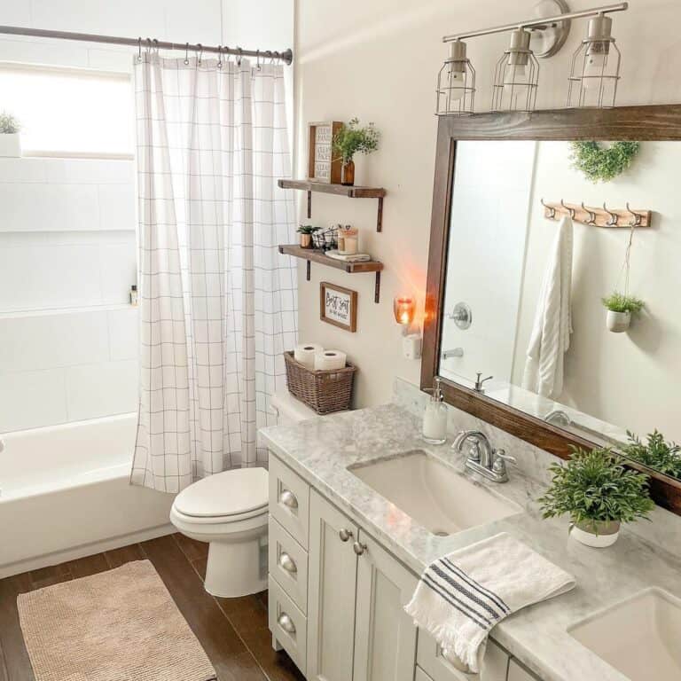 Farmhouse Bathroom With Marble Countertop