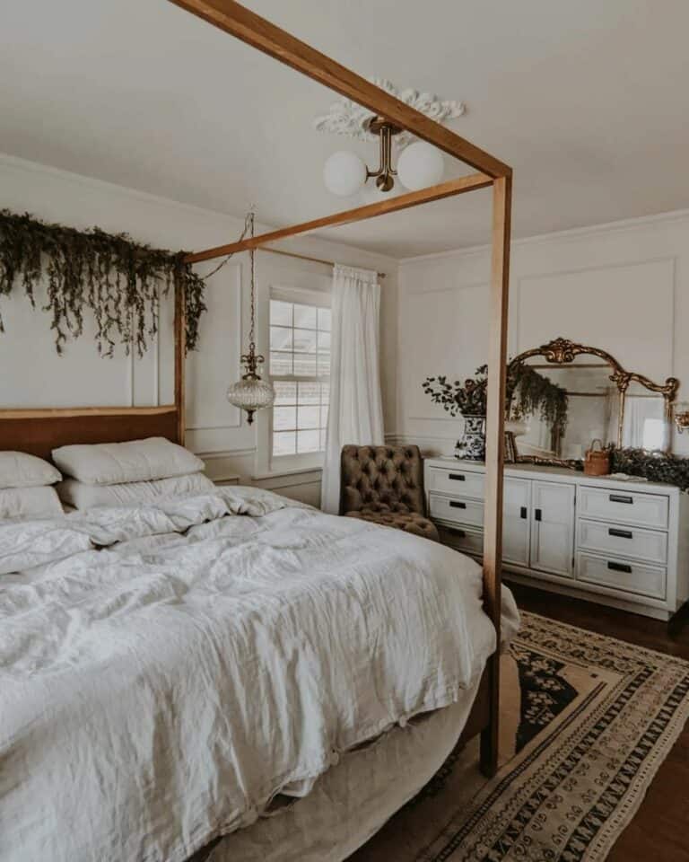 Farmhouse Bedroom Ideas Include a Canopy Bed