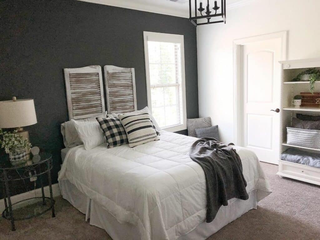 Farmhouse Bedroom With Wooden Doors